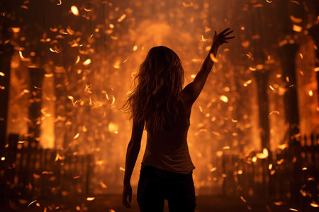 happy woman celebrating holidays with sparklers.の素材