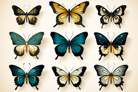 lots of flying beautiful butterflies.の素材