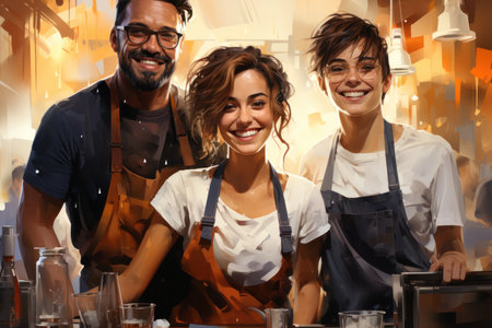 portrait of barista staff at the coffee shop.の素材