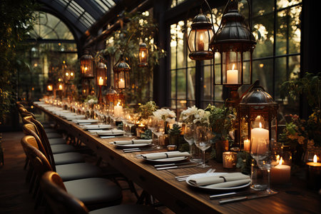 wedding table dressing in winter.の素材