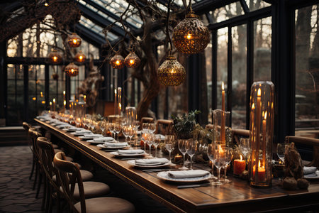 wedding table dressing in winter.の素材
