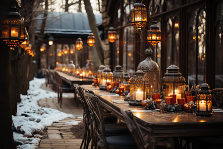 wedding table dressing in winter.の素材