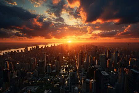 lots of high buildings ariel view.の素材
