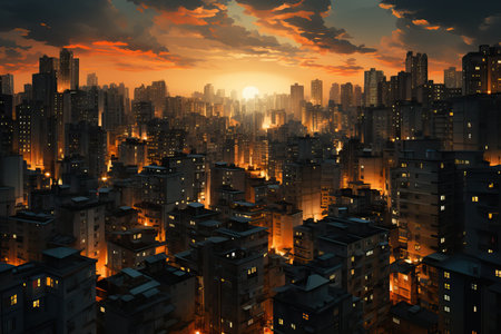 lots of high buildings ariel view.の素材
