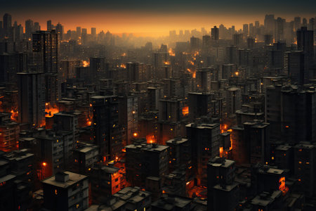 lots of high buildings ariel view.の素材