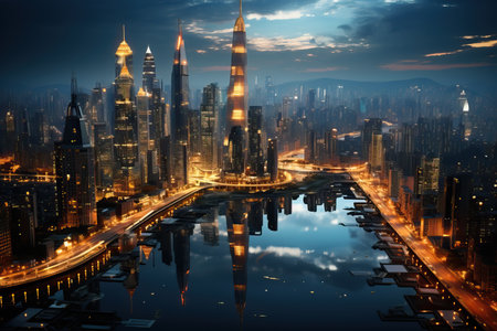 lots of high buildings ariel view.の素材