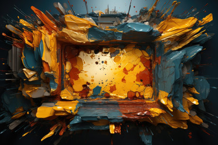 yellow and blue background,ukrainian russian war concept.の素材