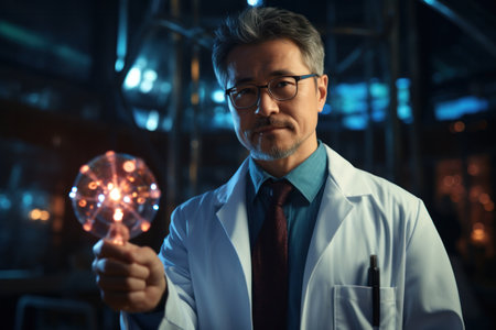 potrait of Chinese doctor holding vaccine,micoplasma pneumonia virus 2023 concept.の素材