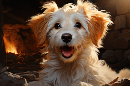 portrait of cute smiling happy puppy.の素材