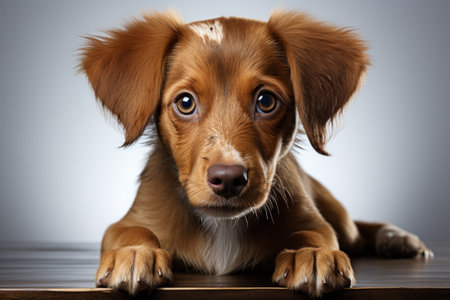 portrait of cute smiling happy puppy.の素材