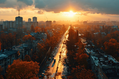 an image capturing the essence of Soviet urban life in the 1980s, focusing on buildings, streets, and courtyards.の素材