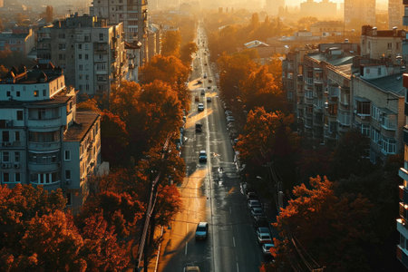 an image capturing the essence of Soviet urban life in the 1980s, focusing on buildings, streets, and courtyards.の素材