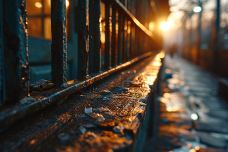 close-up of a prisoner behind bars in jail.の素材