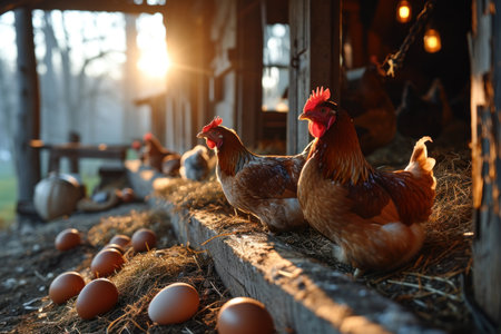 eggs and chicken on the farm.の素材