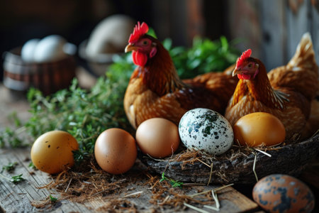 eggs and chicken on the farm.の素材