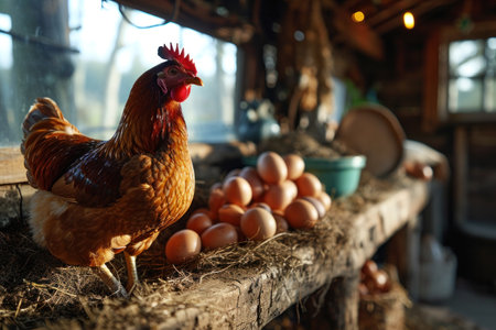 eggs and chicken on the farm.の素材