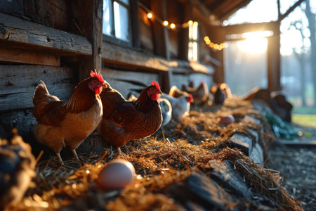 eggs and chicken on the farm.の素材