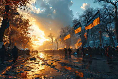 the nation's collective readiness and unity in times of need.'Mobilization in Ukraine' concept.の素材