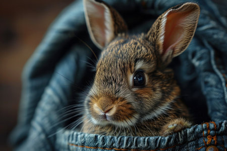 picture of fluffy easter rabbit and eggs.の素材