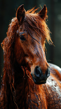picture of portrait of horse outside.の素材