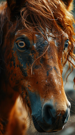 picture of portrait of horse outside.の素材