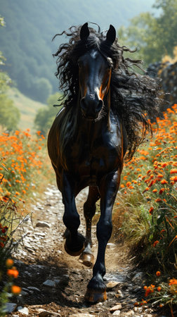 picture of portrait of horse outside.の素材