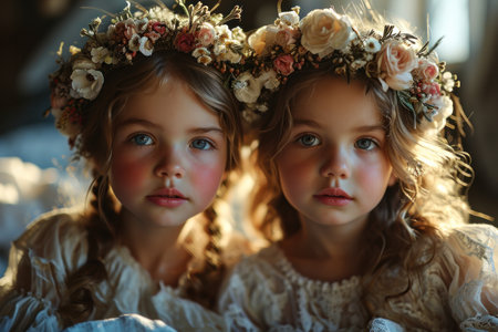 picture of twins people close up portrait.の素材