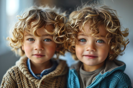 picture of twins people close up portrait.の素材