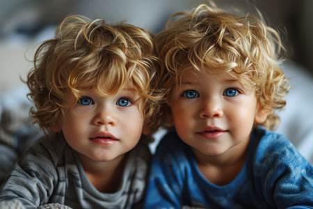 picture of twins people close up portrait.の素材