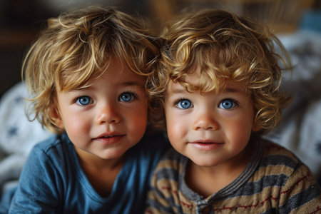 picture of twins people close up portrait.の素材