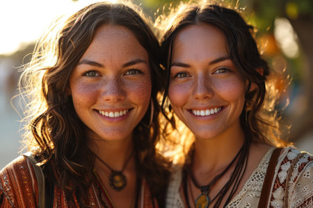 picture of twins people close up portrait.の素材