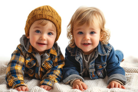 picture of twins people close up portrait.の素材
