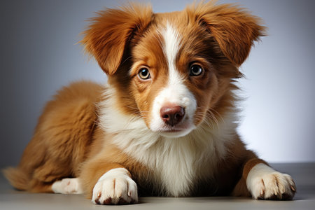 portrait of cute smiling happy puppy.の素材