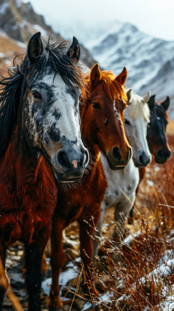 picture of portrait of horse outside.の素材