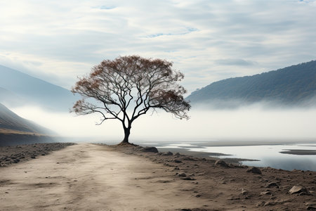 overall composition conveys a serene ambiance, capturing the beauty of stillness and the power of simplicity in the travel experienceの素材
