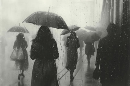 rainy weather concept, gray rainy day.の素材