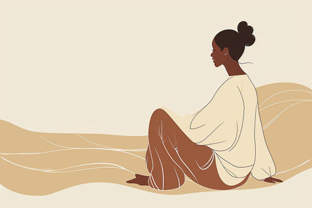 female silhouette drawing hand illustration digital, in the style of minimalist canvases.の素材