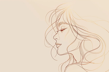 female silhouette drawing hand illustration digital, in the style of minimalist canvases.の素材