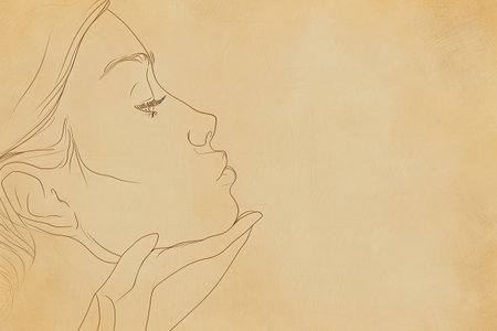 female silhouette drawing hand illustration digital, in the style of minimalist canvases.の素材
