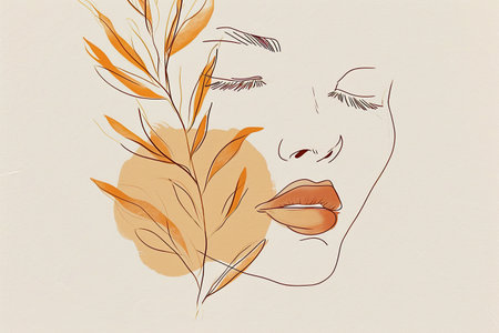female silhouette drawing hand illustration digital, in the style of minimalist canvases.の素材