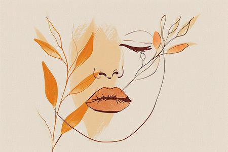 female silhouette drawing hand illustration digital, in the style of minimalist canvases.の素材