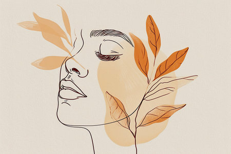 female silhouette drawing hand illustration digital, in the style of minimalist canvases.の素材