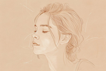 female silhouette drawing hand illustration digital, in the style of minimalist canvases.の素材