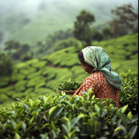 tea picker at sri lanka,snashot aesthetic.の素材