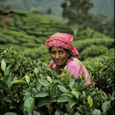 tea picker at sri lanka,snashot aesthetic.の素材