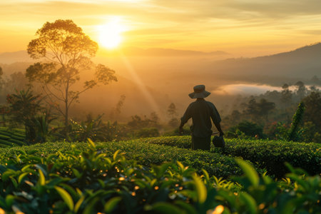 tea picker at sri lanka,snashot aesthetic.の素材