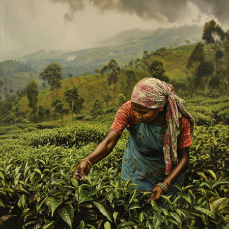 tea picker at sri lanka,snashot aesthetic.の素材