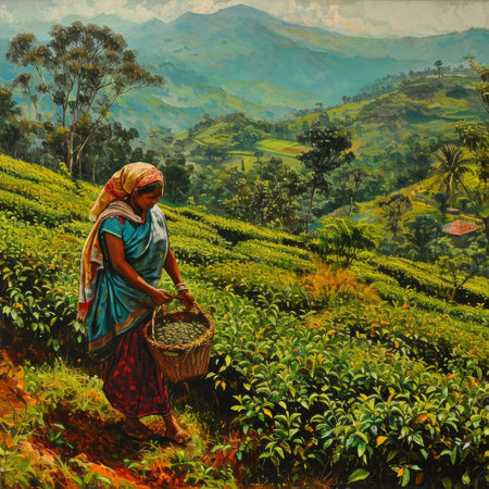 tea picker at sri lanka,snashot aesthetic.の素材
