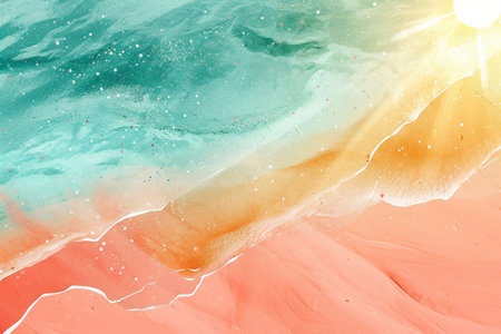 ocean and beach with sunrise in the background, in the style of pop inspo,sea addictionの素材