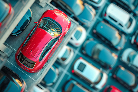 lots of cars on car parking.の素材